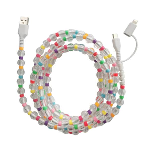 Transparent Beaded 2-in-1 Charging Cable - 图片 2