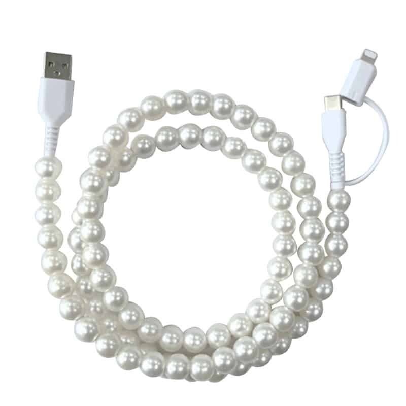 Pearl Beaded 2-in-1 Charging Cable - 图片 2