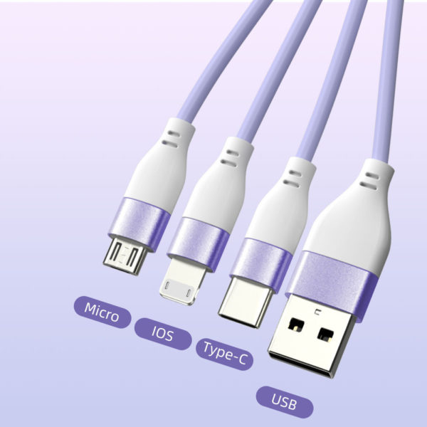 Silicone 3-in-1 Keychain Charging Cable - 图片 2