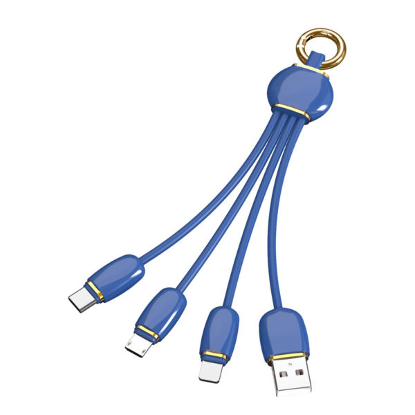 Multi-colored 3 In 1 Charging Cable With Keychain - 图片 2