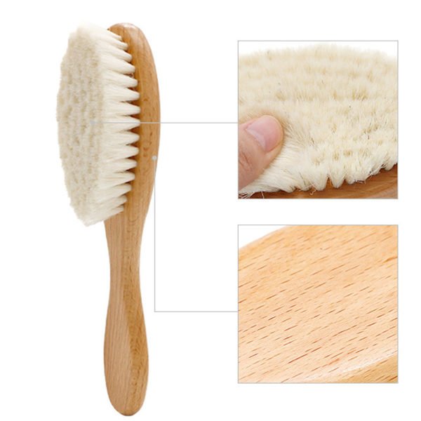 Wooden Baby Powder Skin Body Goat Bristles Hair Brush - 图片 2