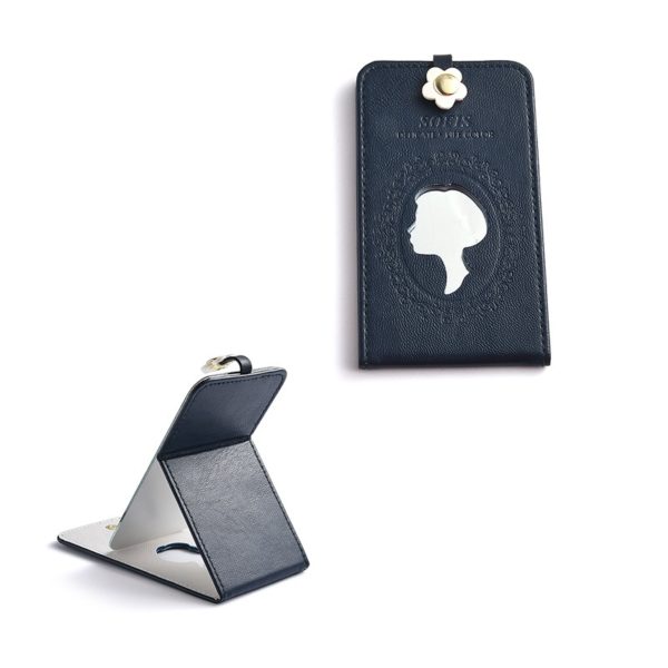 PU Leather Folding Cosmetic Mirror with Custom Logo - 图片 2