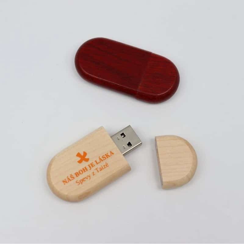 Oval Wooden USB Flash Drive - 图片 2