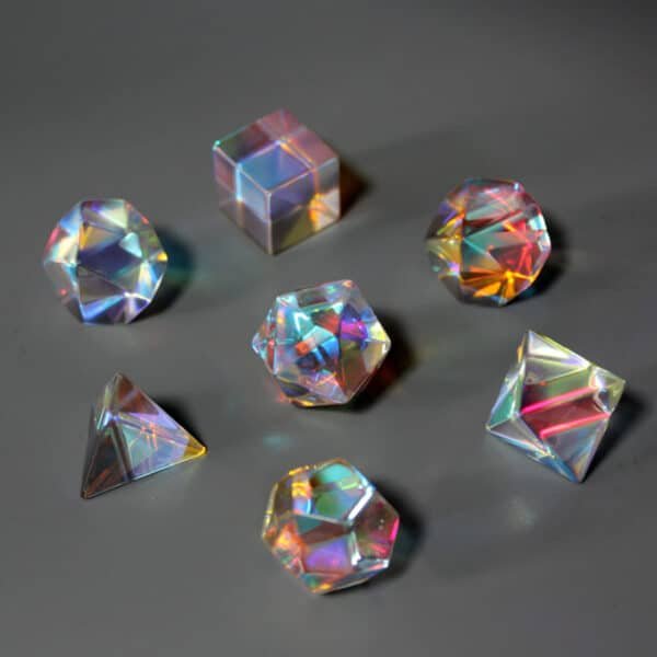 Customizable Iridescent Glass DND Polyhedral Dice Set - 图片 2