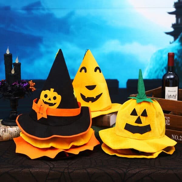 Halloween Cute Pumpkin-Shaped Witch Hat for Kids - 图片 2