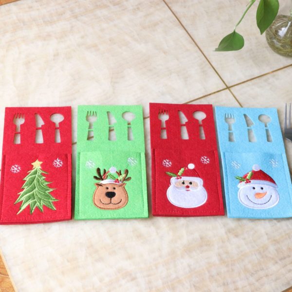 Custom Christmas Decorated Felt Bag for Knife Fork - 图片 2