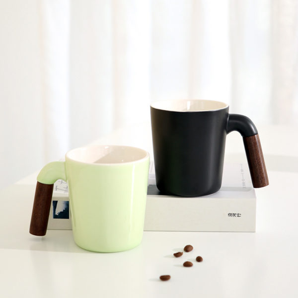 12oz Multi-colored Coffee Mug With Wooden Handle - 图片 2