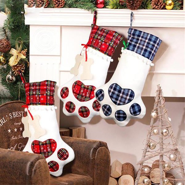 Gingham Dog Paws Christmas Socks - 图片 2