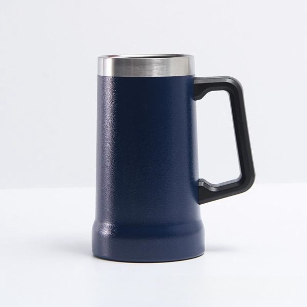 Multicolor Large Capacity Stainless Steel Vacuum Beer Mug with Handle - 图片 3