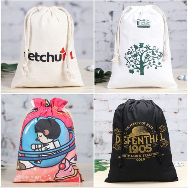 Mini Canvas Drawstring Pouch Natural Shoe Bag - 图片 3