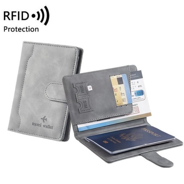 PU RFID Waterproof Passport Document Holder Wallet with Magnetic Clasp - 图片 3