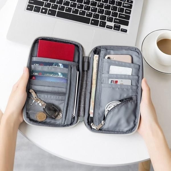 Oxford Cloth Waterproof FRID Document and Passport Holder Wallet with Handle - Image 3