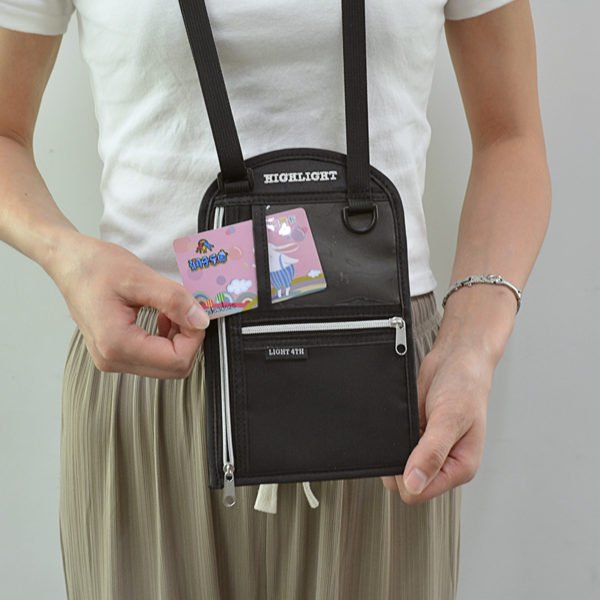 Black Hanging Travel Waterproof ID and Passport Holder Wallet with Lanyard - Image 3