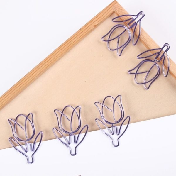 Tulip Shaped Metal Paperclip Bookmark - 图片 3