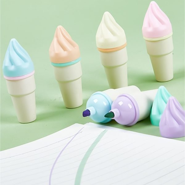 Mini Creative Ice Cream Shaped Multi-Color Fluid Highlighter - 图片 3