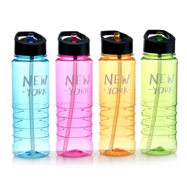 Plastic Straw Promotional Water Bottle with Straw - 图片 3