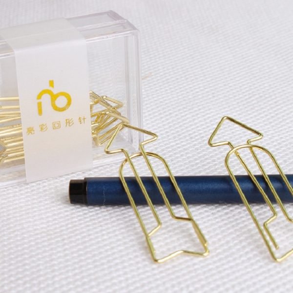 Arrow Shaped Golden Metal Paperclip In A Box - Image 3