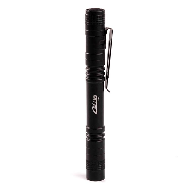 Black Portable Cylindrical Aluminum Penlight with Pen Clip - 图片 3