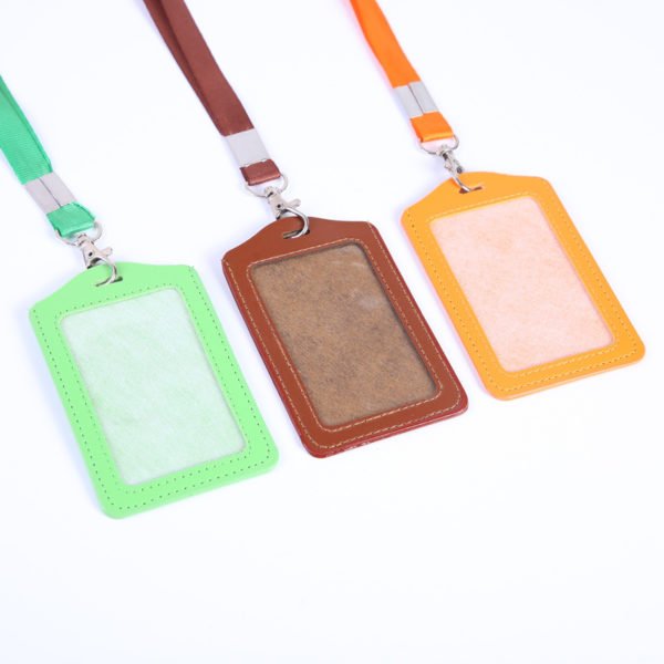 PU Leather ID Badge Card Holder With Lanyard - 图片 3