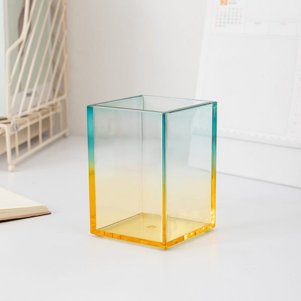 Multicolor Acrylic Cuboid Pen Holder Makeup Brush Holder Storage Container - 图片 3