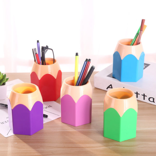 Color PVC Creative Pencil Shape Pen Holder Makeup Brush Holder - 图片 3