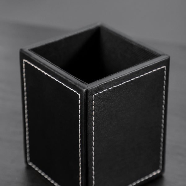 PU Black & Brown Cuboid Pen Holder Makeup Brush Container - Image 3
