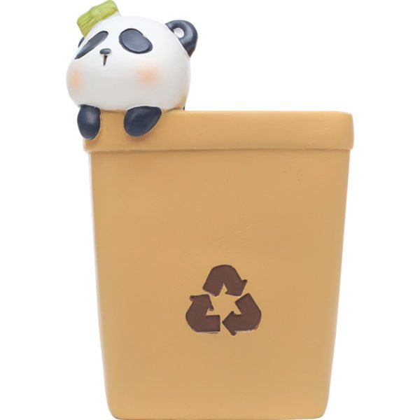 Dustbin Shaped Resin Pen Holder With Cartoon Animals - Image 3