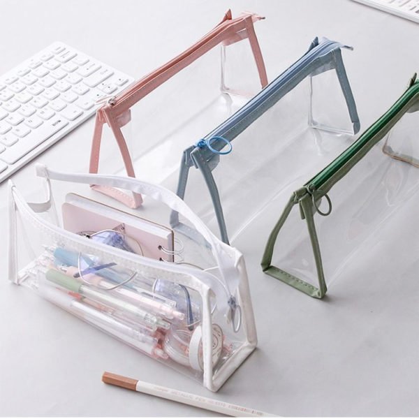 Large Capacity Transparent Triangle Pen Case - Image 3