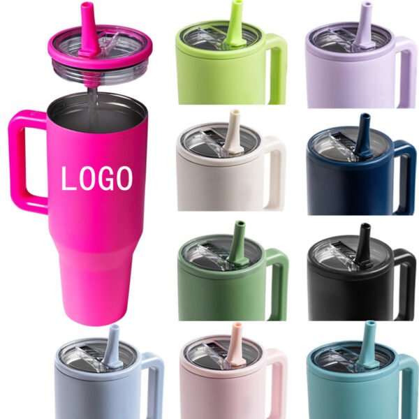 Stainless Steel Tumbler with Flip Straw Lid- 40oz - Image 3