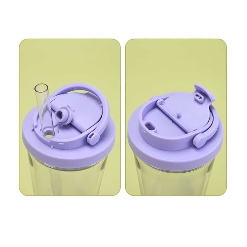 Portable Carry Handle One Lid Double Decker Water Bottle 24oz - Image 3