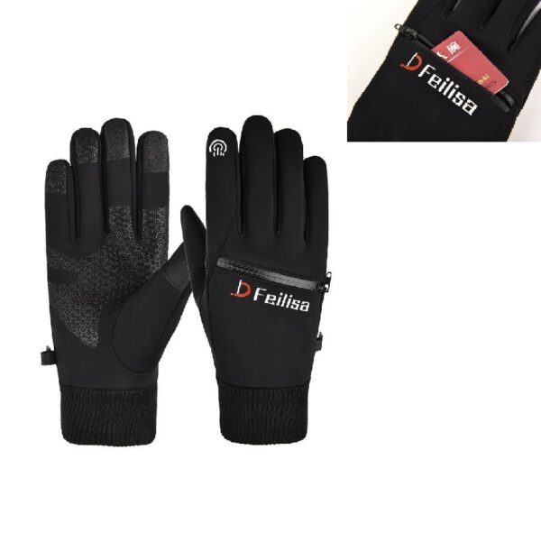 Cycling Ski Windproof Gloves with Pocket Zipper - 图片 3