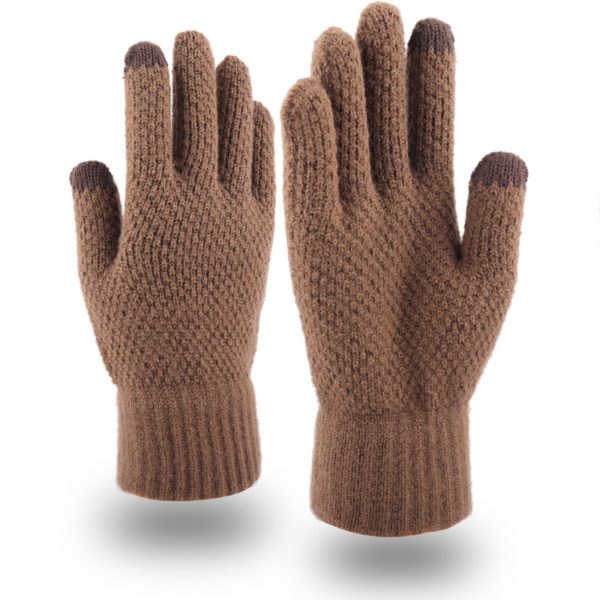 Classic Solid Color Touch Screen Knit Gloves - 图片 3