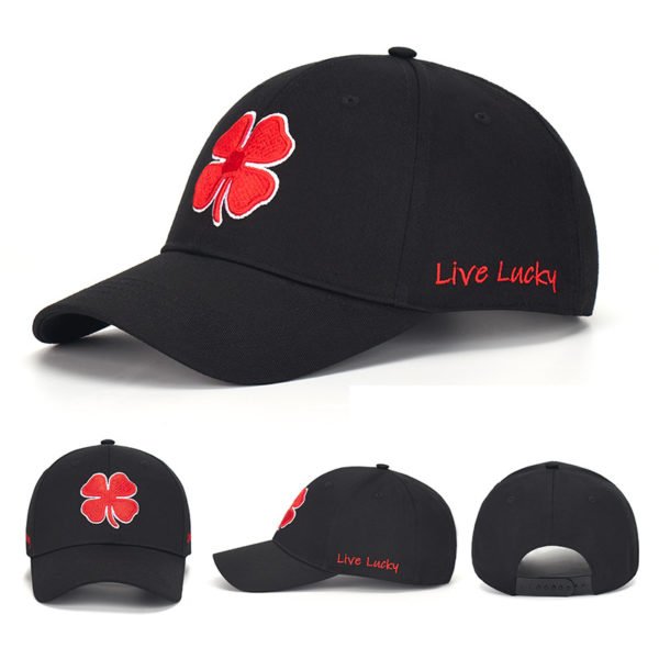 Embroidered Four-Leaf Clover Cotton Baseball Cap Hat - 图片 3