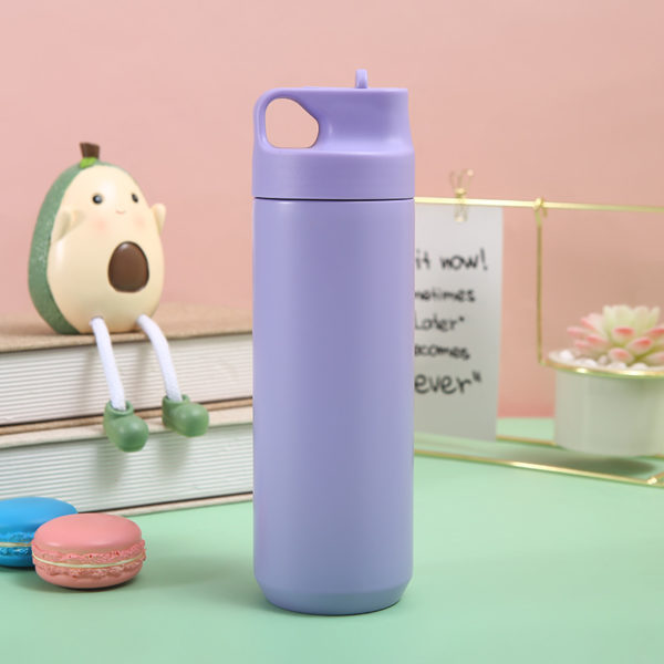 Spray-painted Solid-color Handheld Straw Bottle 18OZ - 图片 3