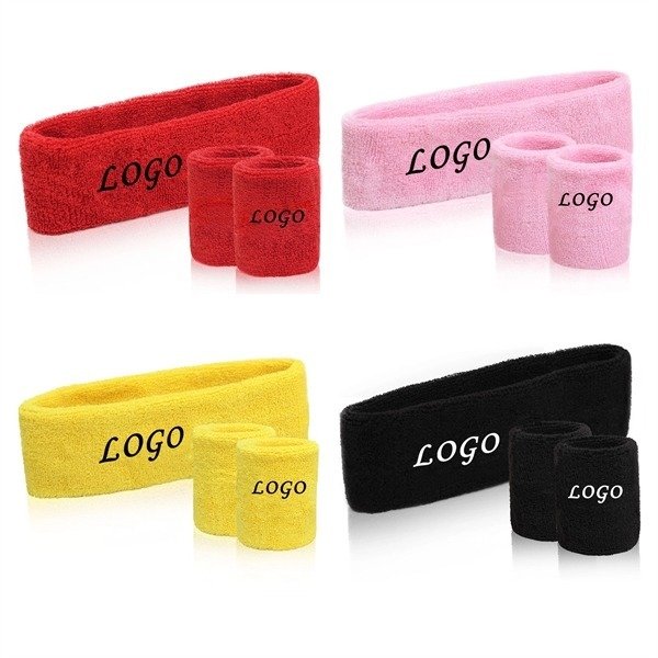 Sweatband With Patch Sports Set Head Band & Wristbands - 图片 3