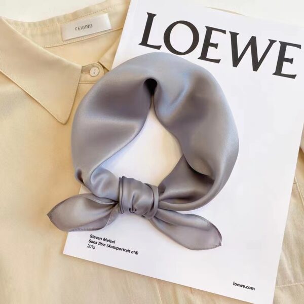 Fashionable Pure Colour Silk Bandana - 图片 3