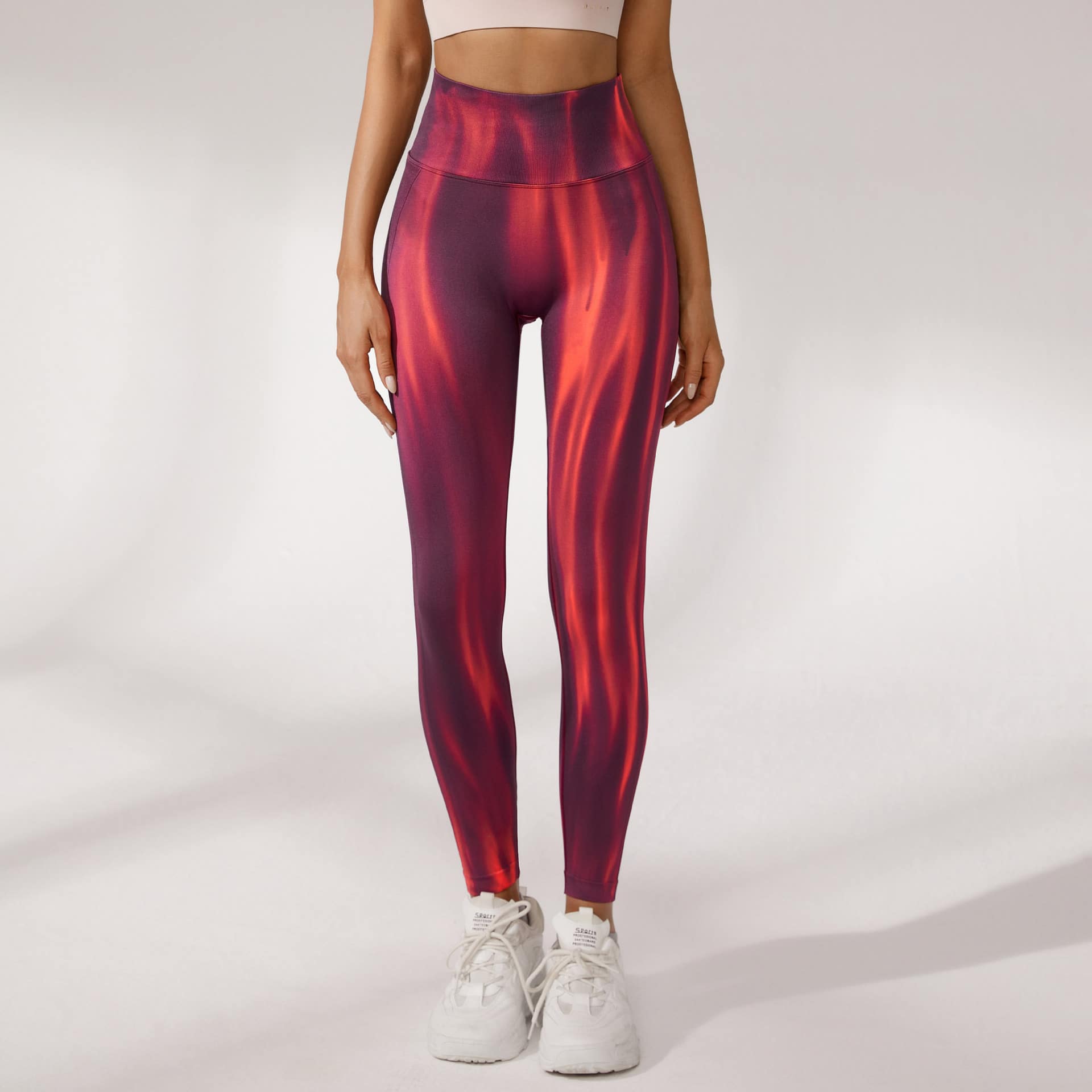 Tie-Dye Printed High Waist Peach Butt Yoga Pants - 图片 3