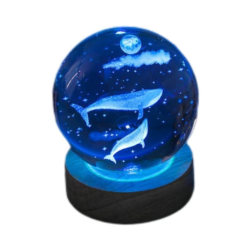 3D Engraved Whale Crystal Ball Night Light - 图片 3