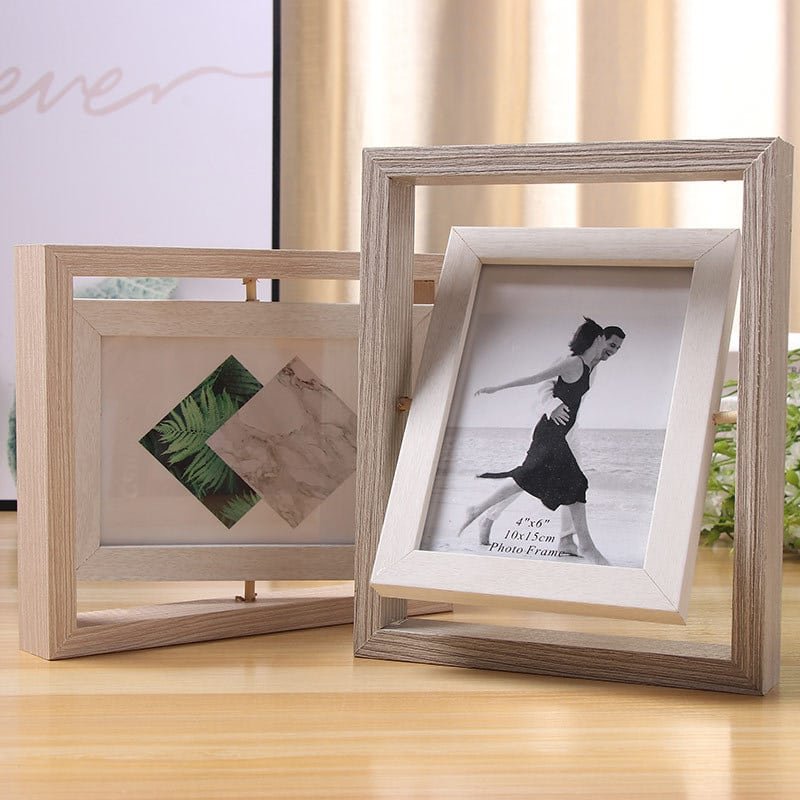 Creative Wooden Double Sided Rotating Photo Frame - Image 3