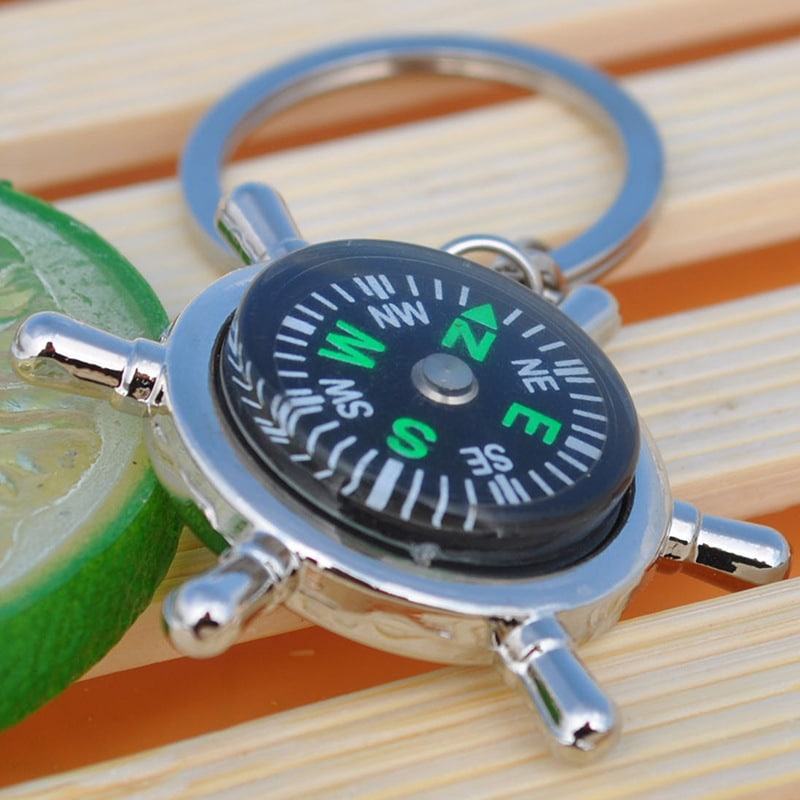 Zinc Alloy Ship- Wheel Compass Keychain - 图片 3
