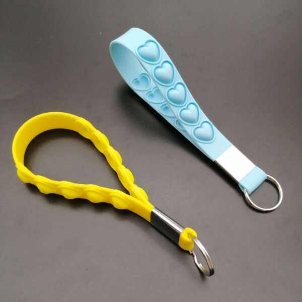 Heart Shaped Silicone Pop Fidget Wristband With Keychain - Image 3