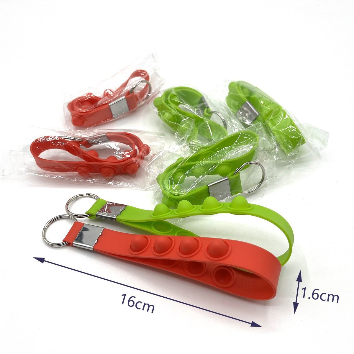 Multi-colored Silicone Pop Fidget Wristband With Keychain - Image 3