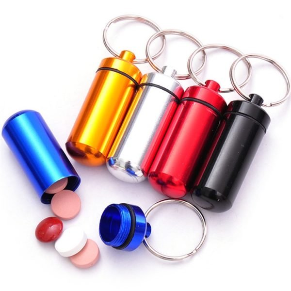 Aluminum Alloy Outdoor Emergency Waterproof Small Medicine Bottle Keychain - Image 3
