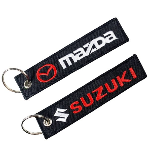 Double-sided Embroidered Woven Mark Keychain - 图片 3