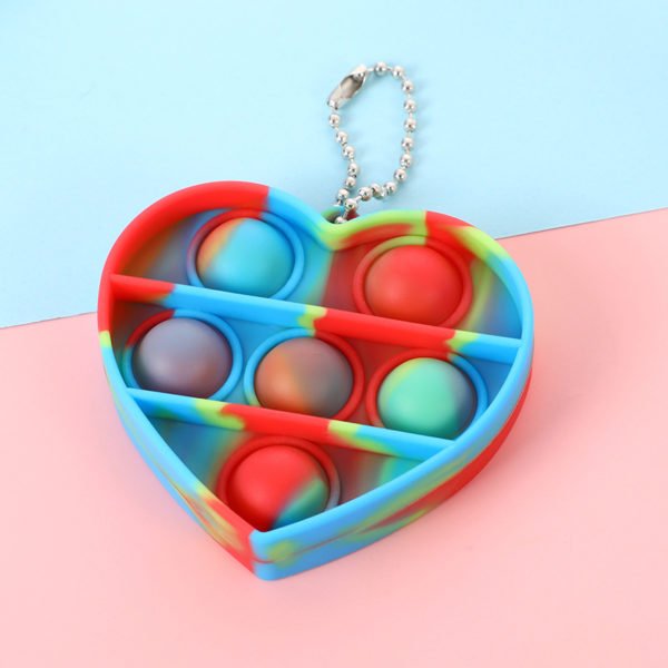 Heart Shaped Push Pop Bubble Keychain - Image 3