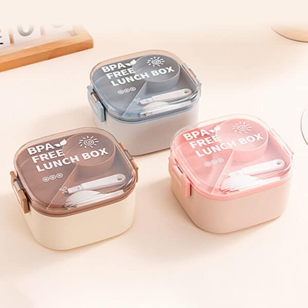 Square Shape Double Layer Lunch Box - 图片 3