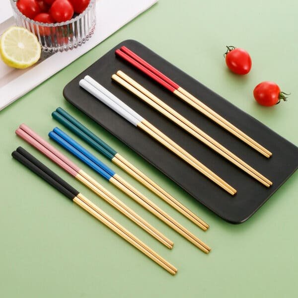 Metal Non-slip Gold-plated Chopsticks - 图片 3