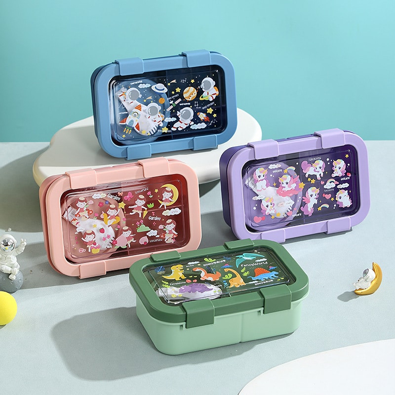 Plastic Cartoon Three Compartments Lunch Box - 图片 3