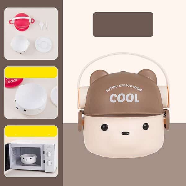 Custom Headset Bear Shape Plastic Lunch Box - 图片 3