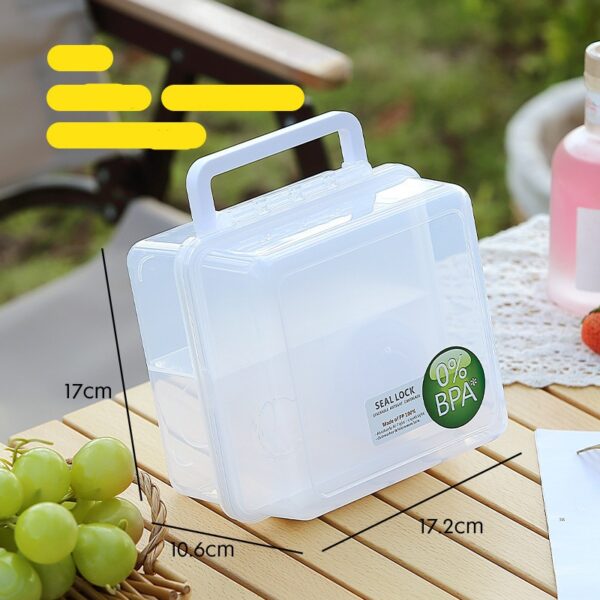 Transparent Portable Three Compartments Plastic Lunch Box - 图片 3
